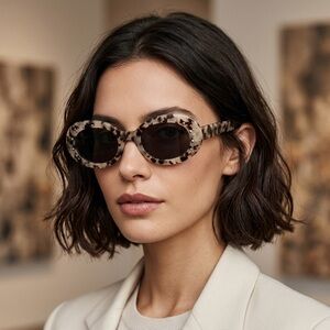 ANTHROPOLOGIE Tortoiseshell Oval Sunglasses $48 Retail NWT